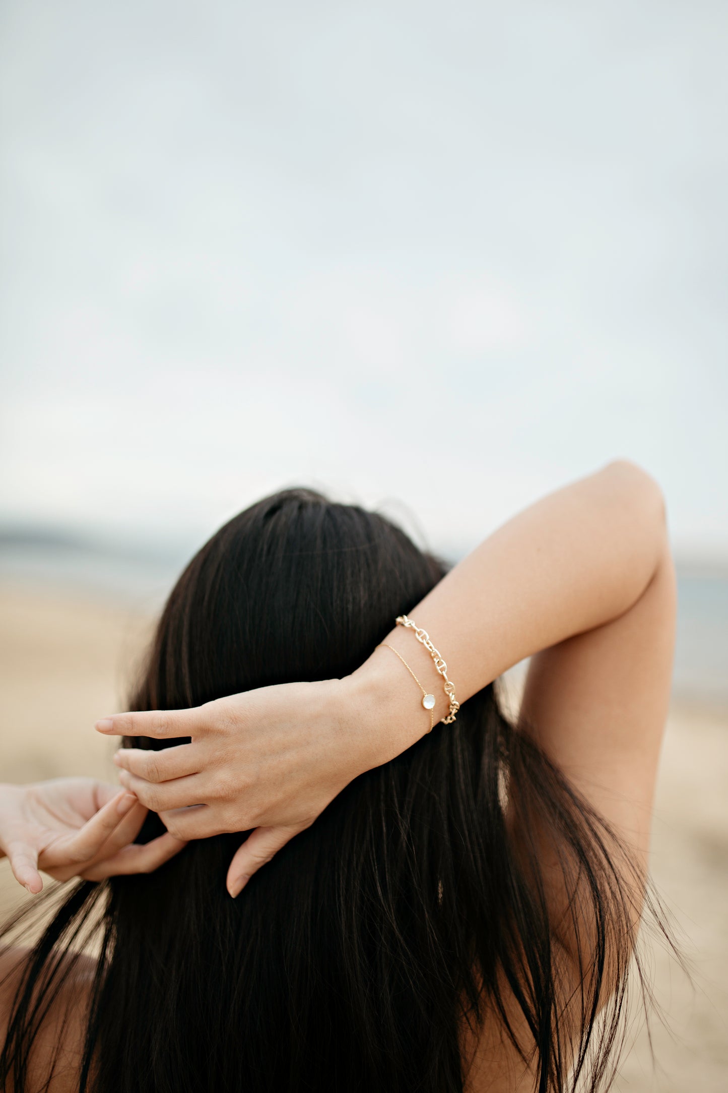 Mother of pearl and gold waterproof bracelet