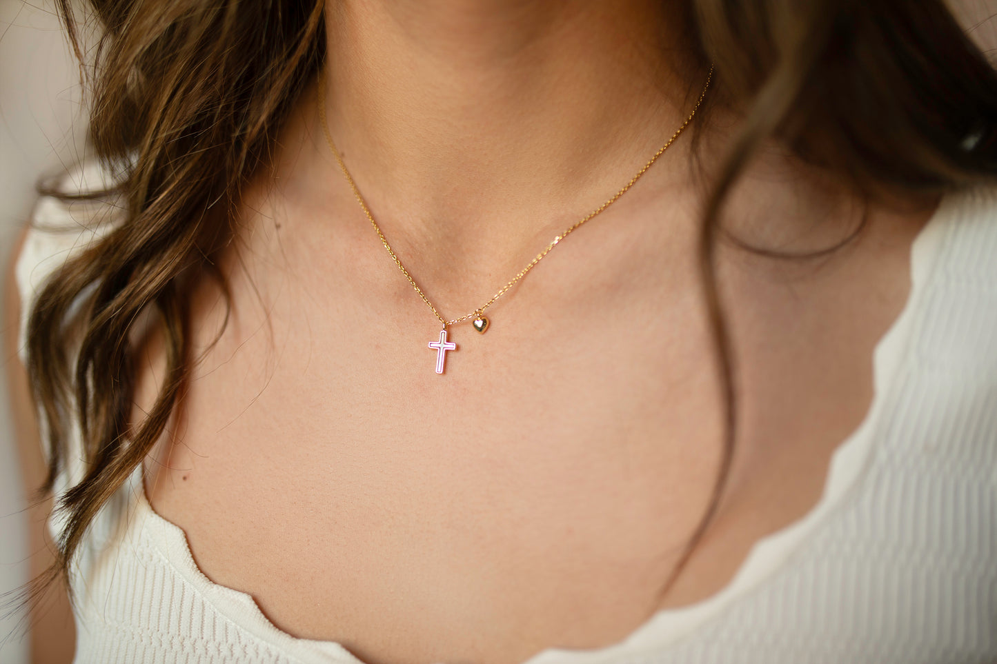 Gold noella cross necklace