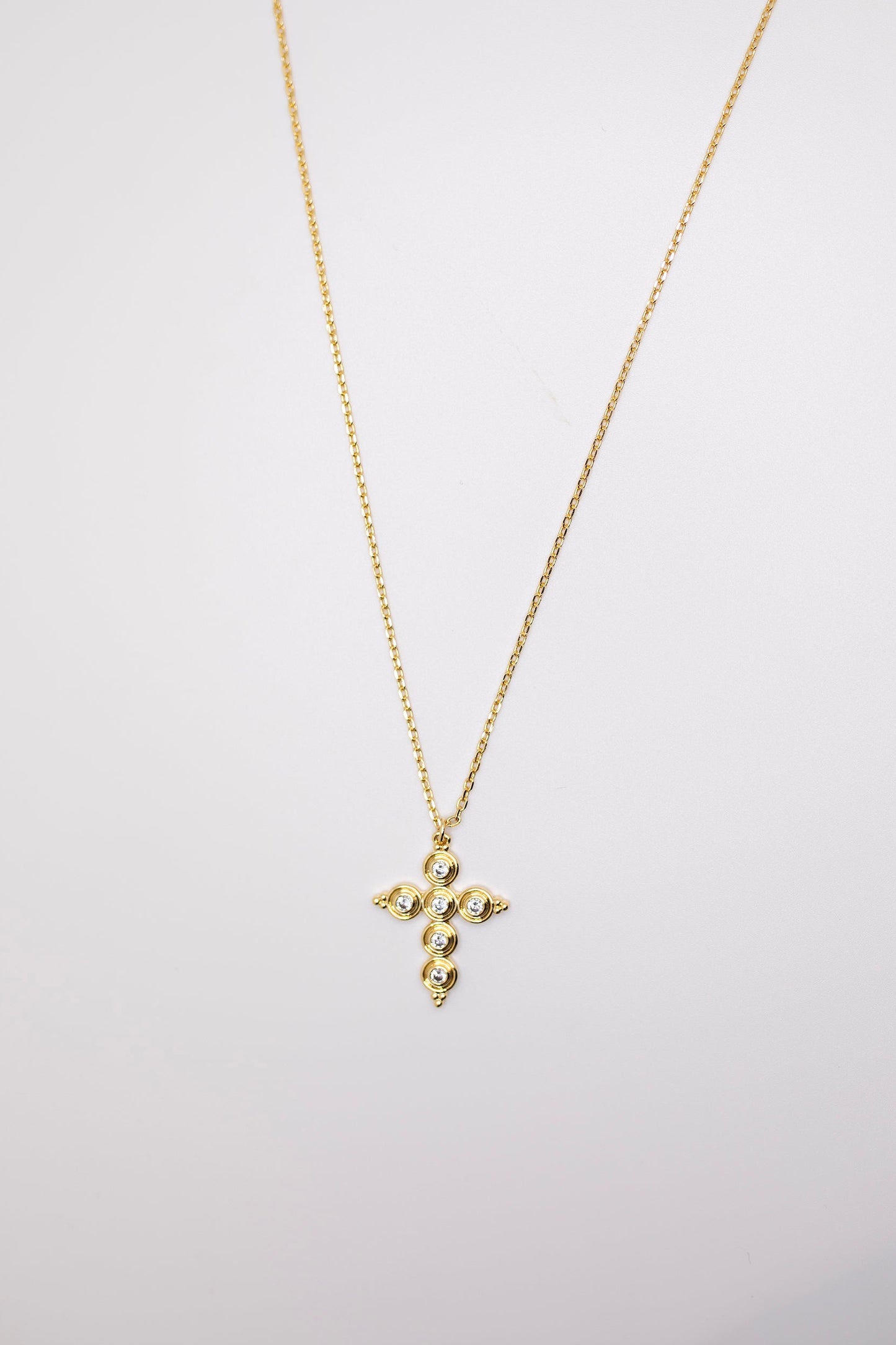 Gold and Crystal Cross Necklace