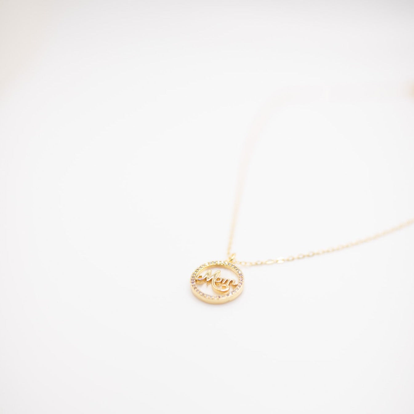 Gold and crystal Mom Necklace