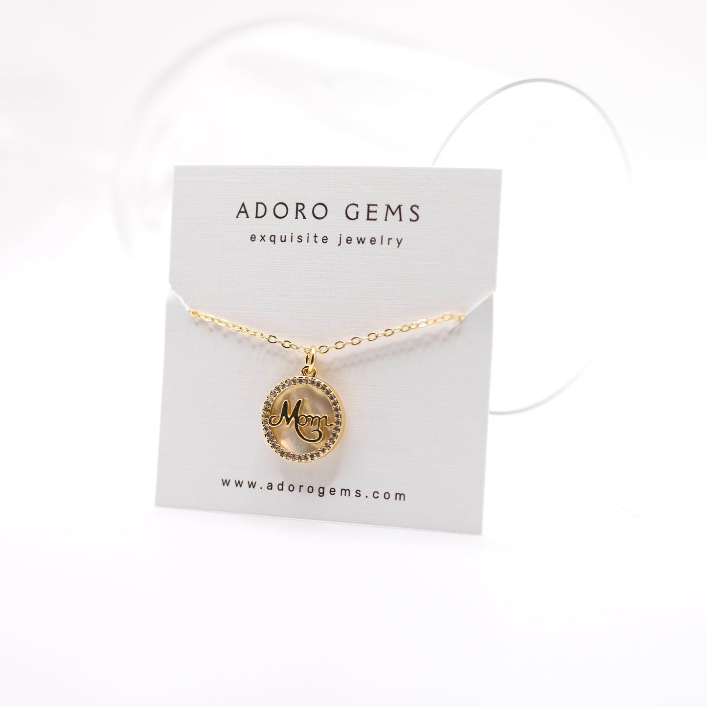 Mom Gold and Crystal Necklace Card