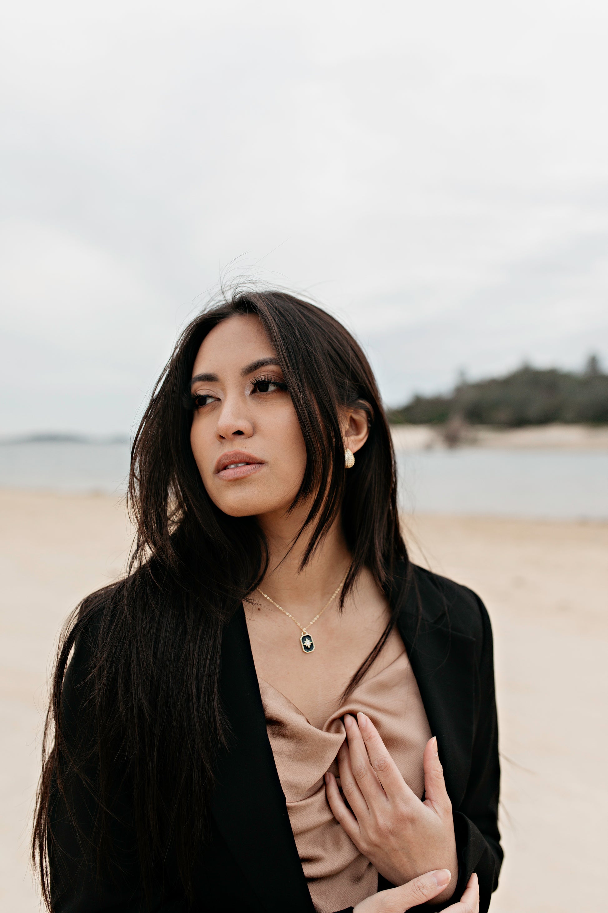 Outfit with formal outfit and jewelry 