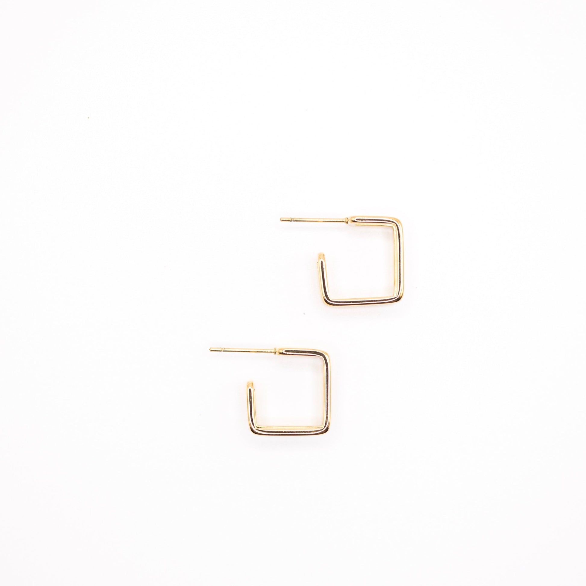 Small gold hoop square earrings