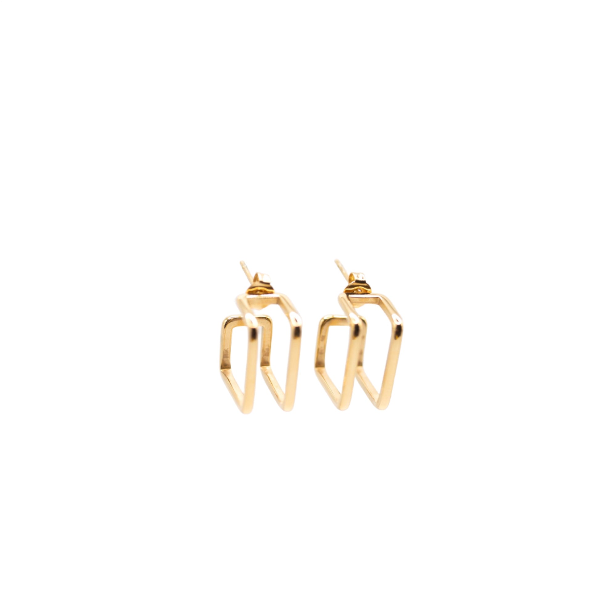 Square gold hoop earrings