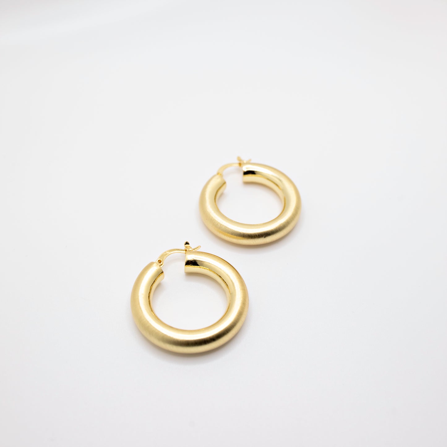 Satin gold hoops with clasp