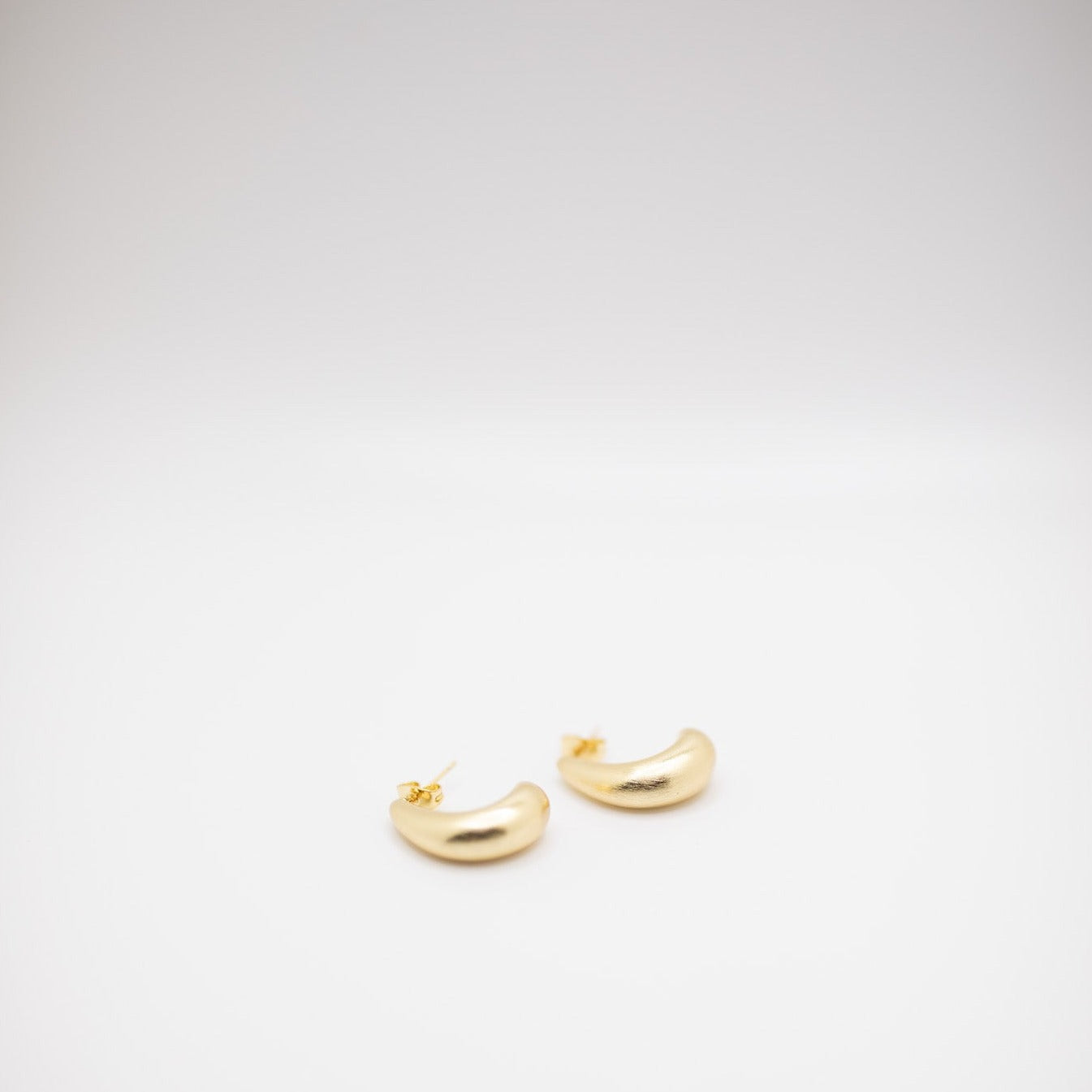 Satin gold half moon post earrings