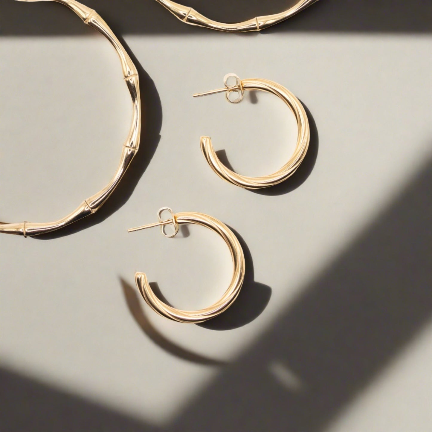 Twisted gold hoop earrings with post vintage