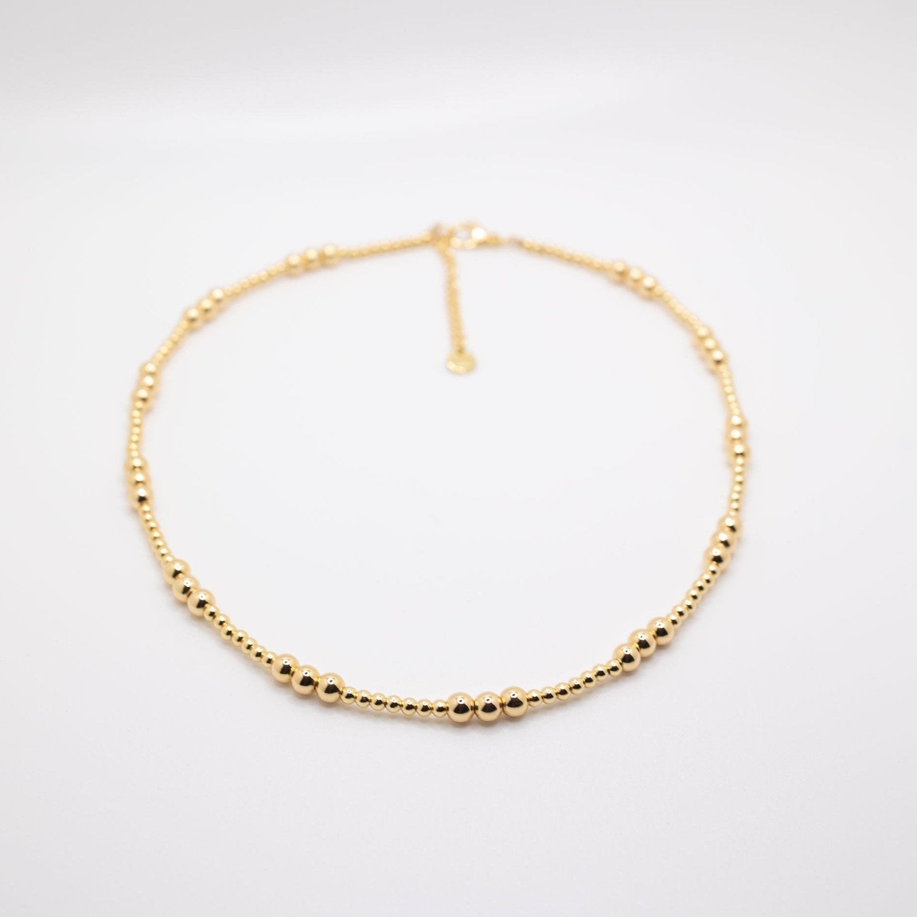 gold plate beaded necklace with extension 