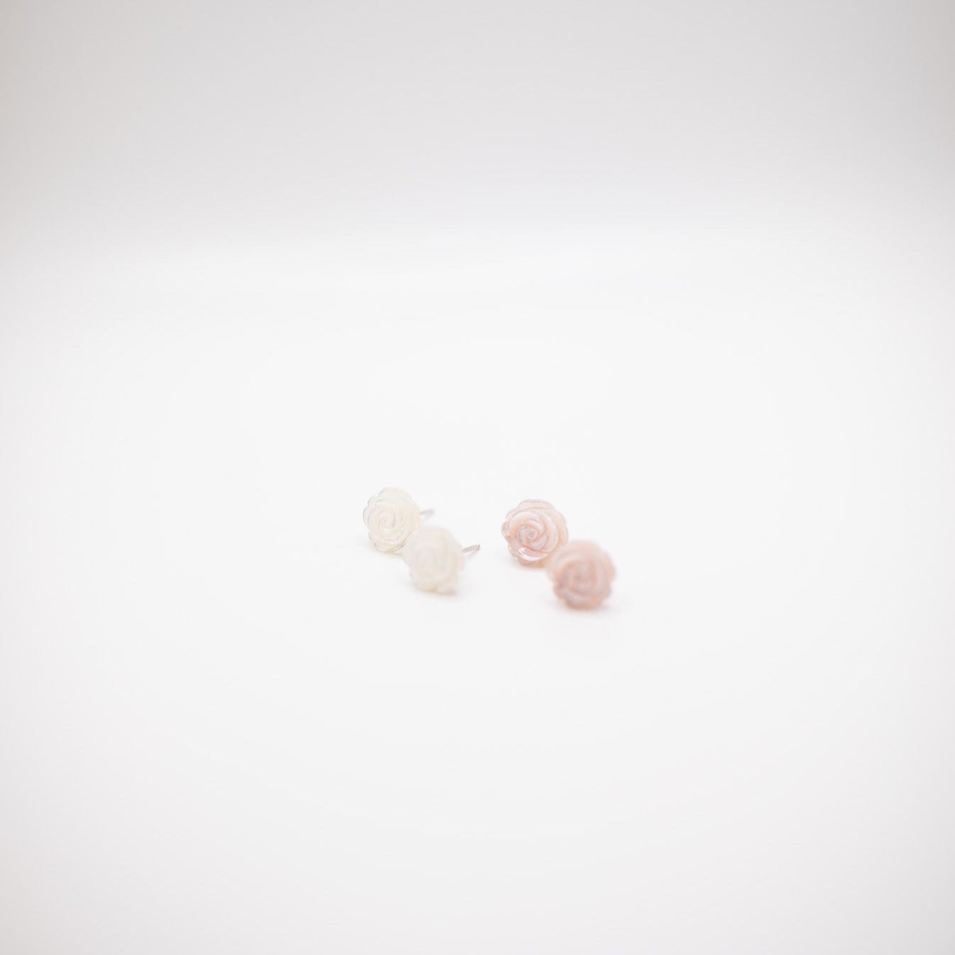 Milk white and pink mother of pearl rose earrings