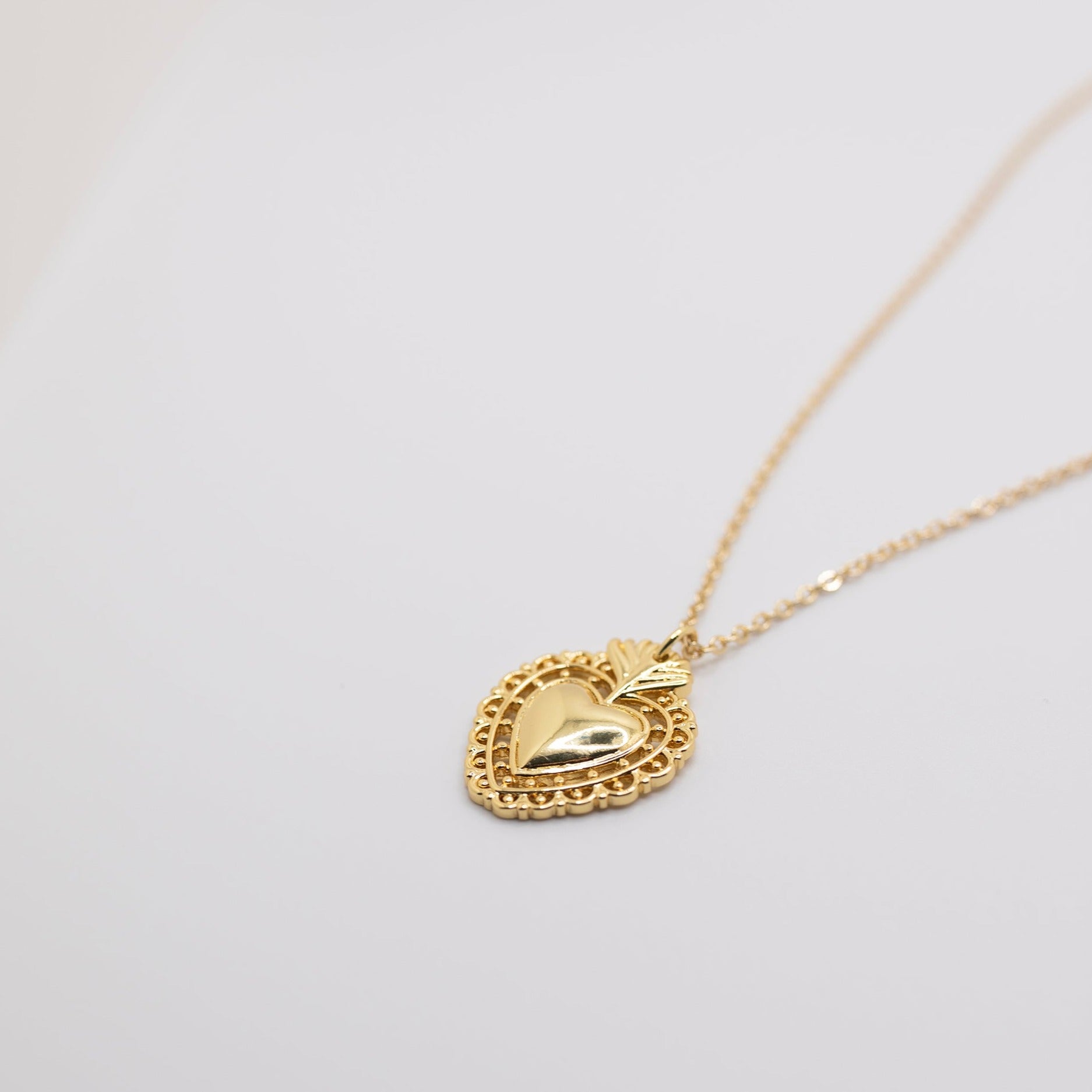 Sacred Heart Necklace with gold chain 