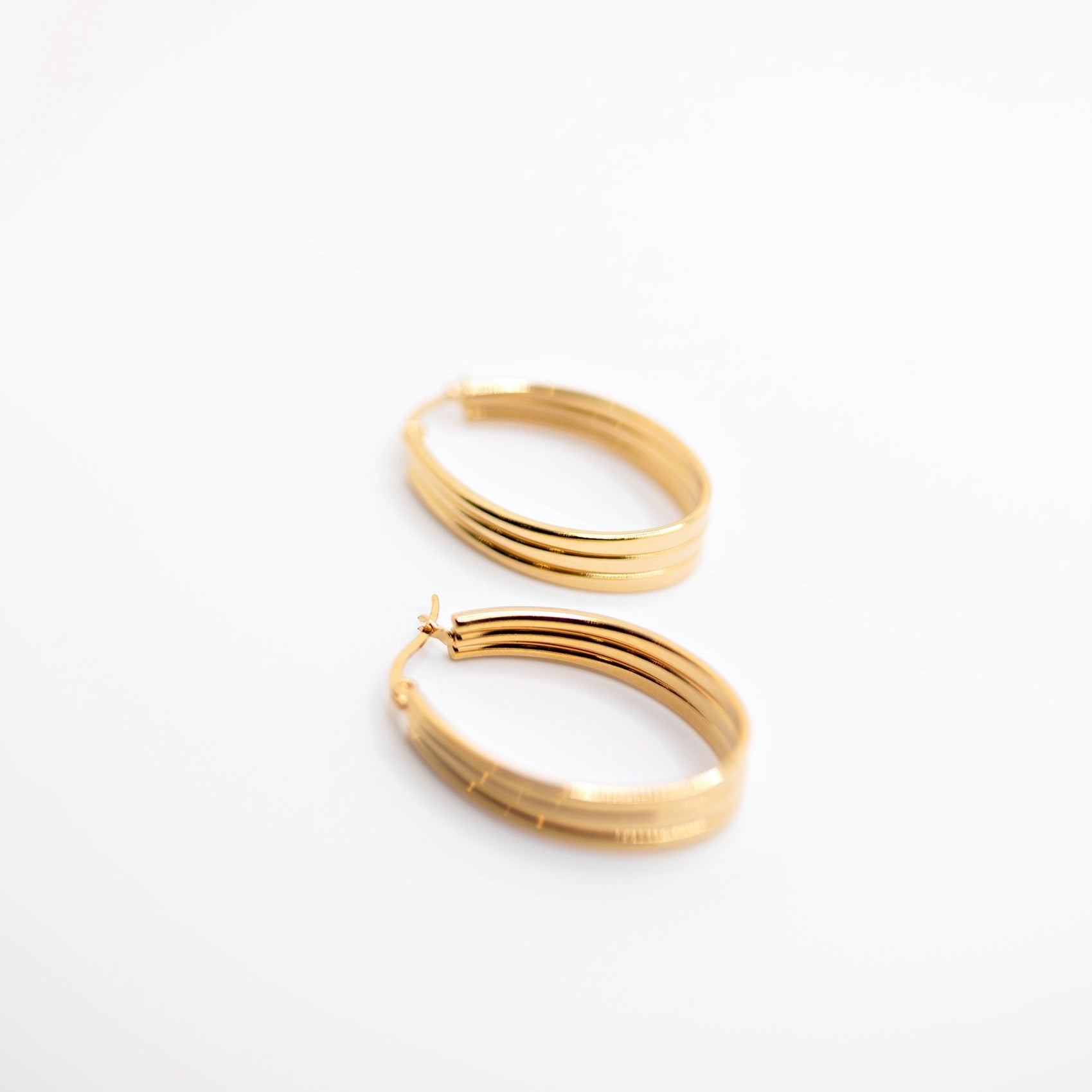 Gold textured hoops