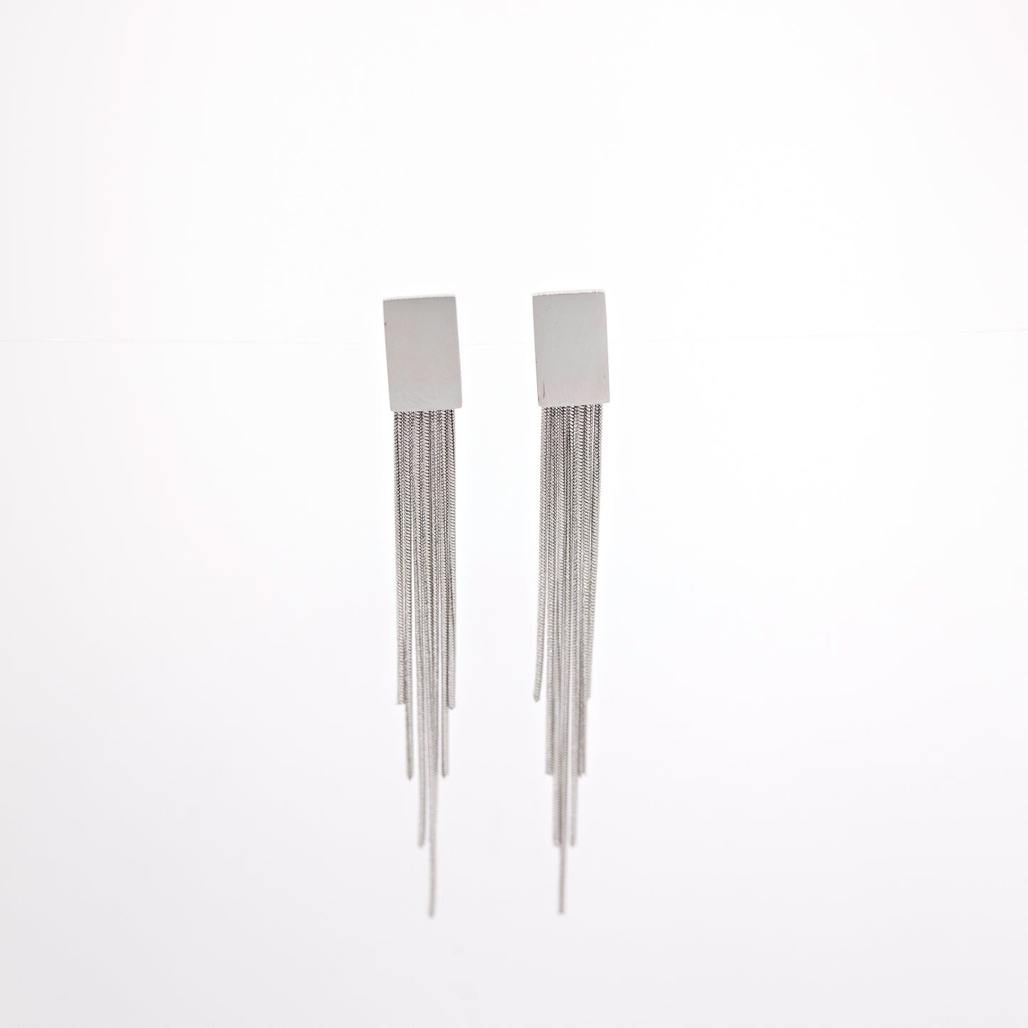 Silver modern fringe earrings