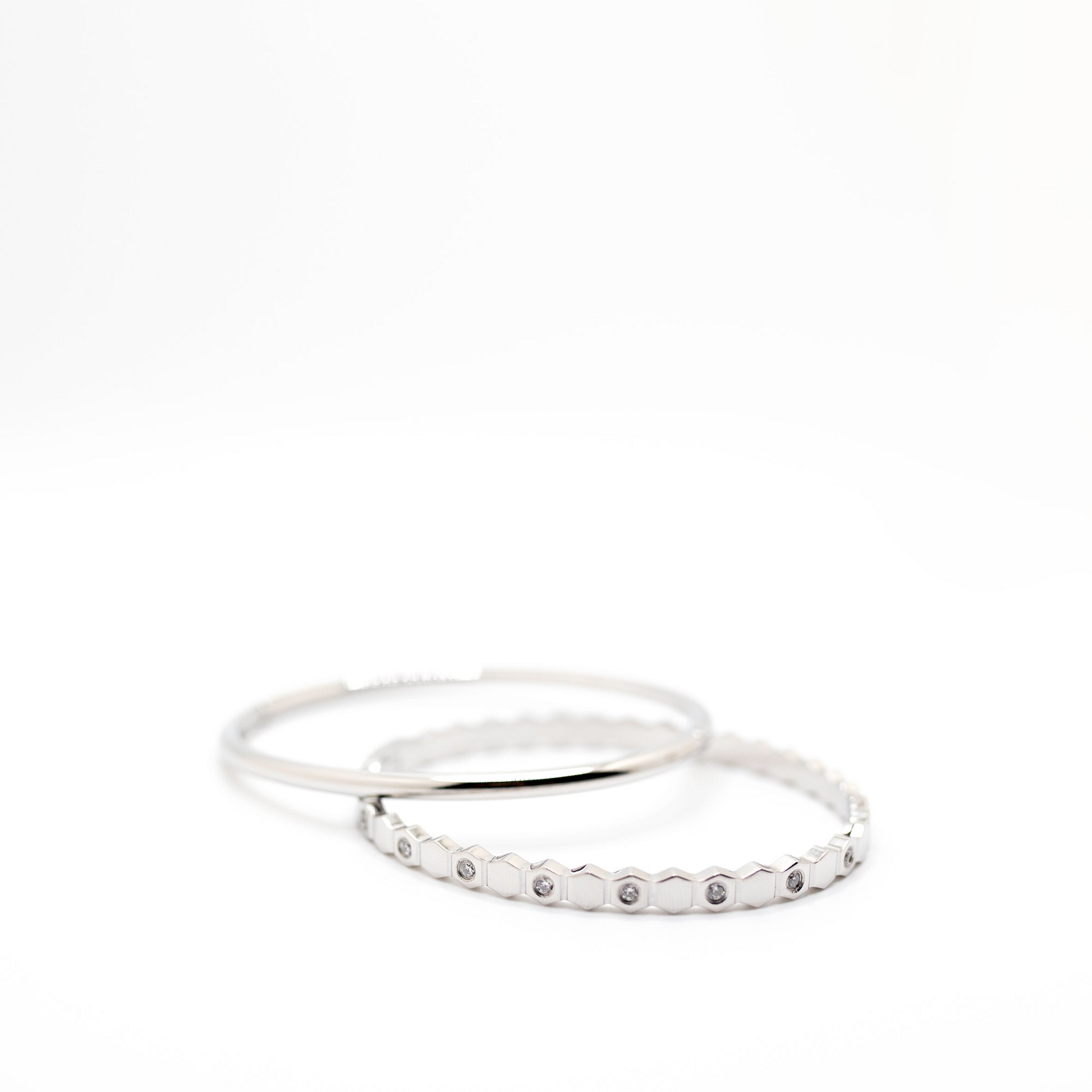 Silver stack of bangle bracelets