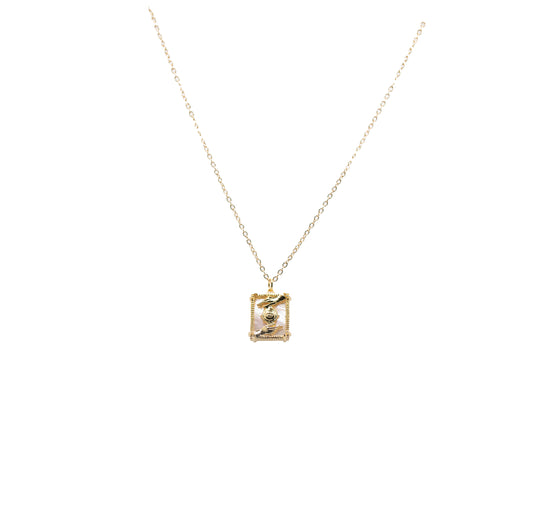 Gold and mother of pearl necklace pendant