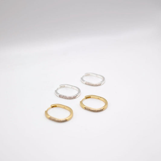 Gold and Silver oval hoop earrings