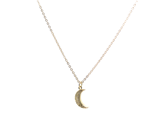 Pave Crystal moon necklace