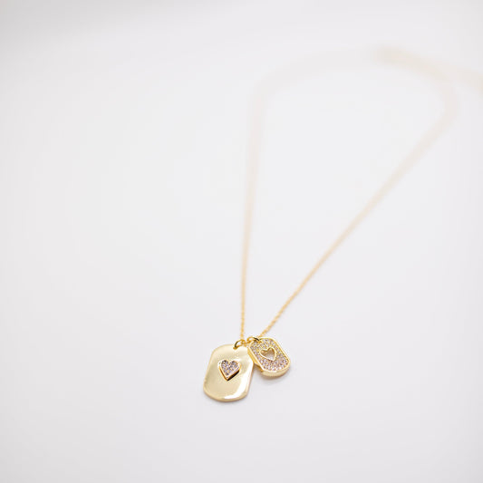 Gold Heart tag necklace 
