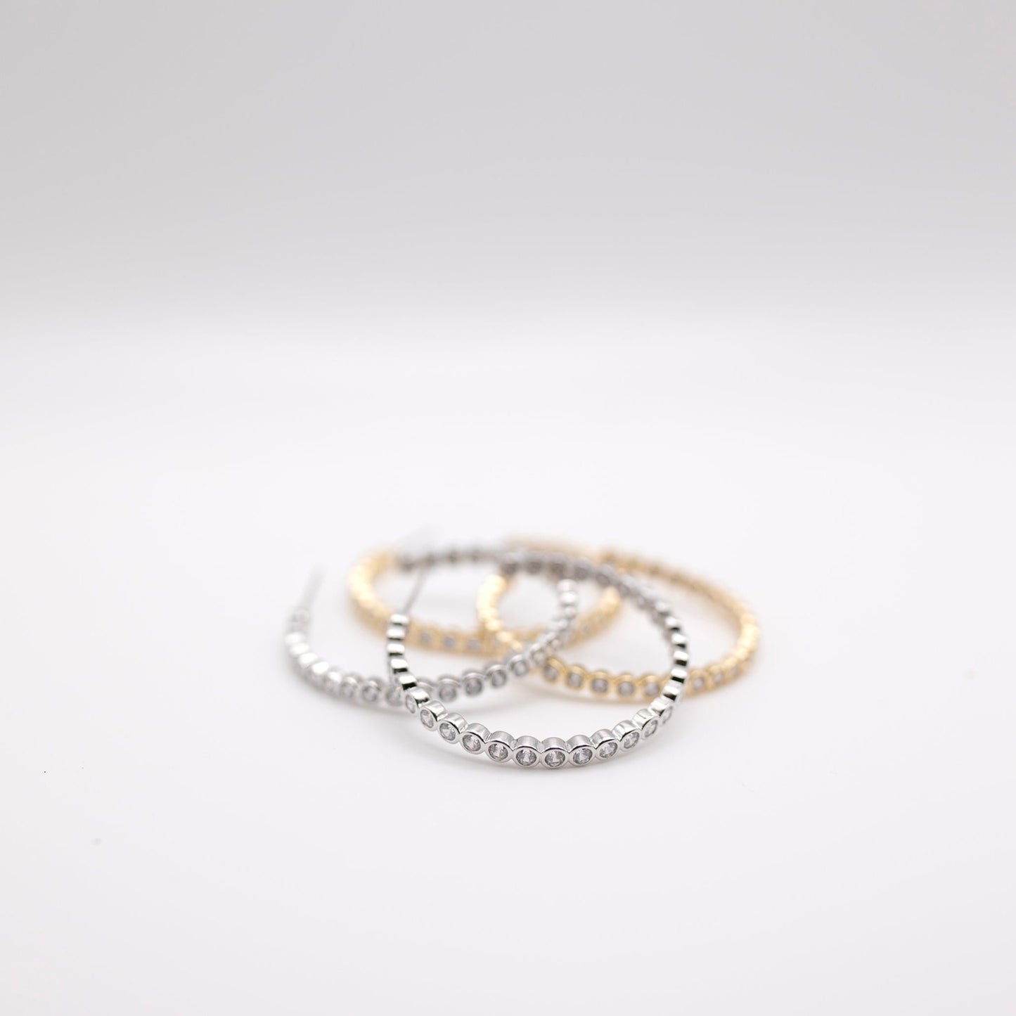 Gold and silver insideout hoops