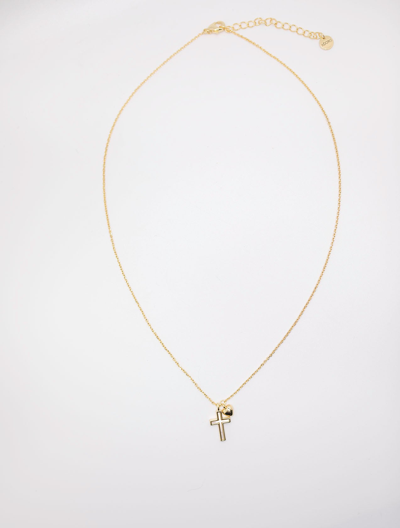 Gold Necklace with cross and heart charm