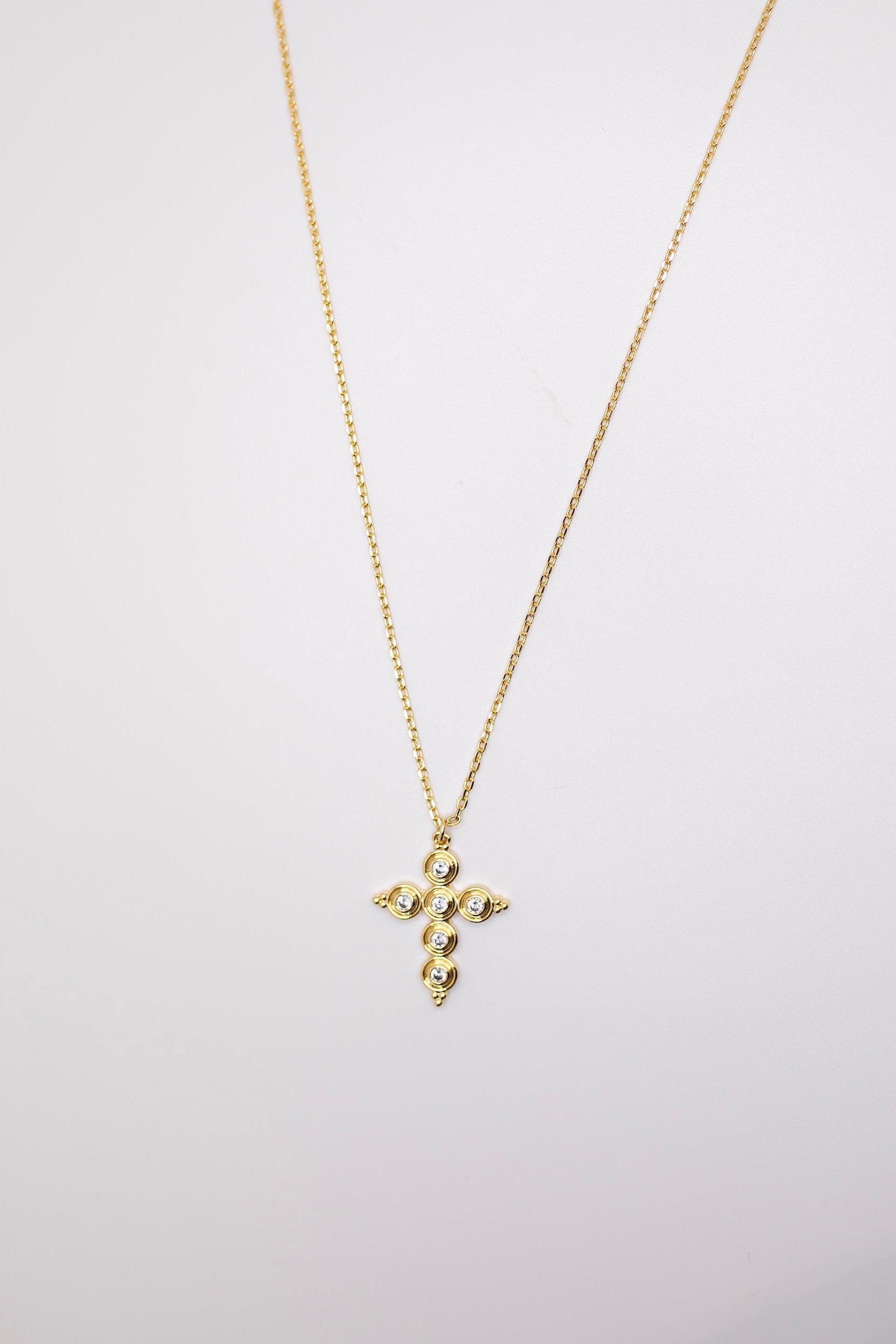 Gold and Crystal Cross Necklace