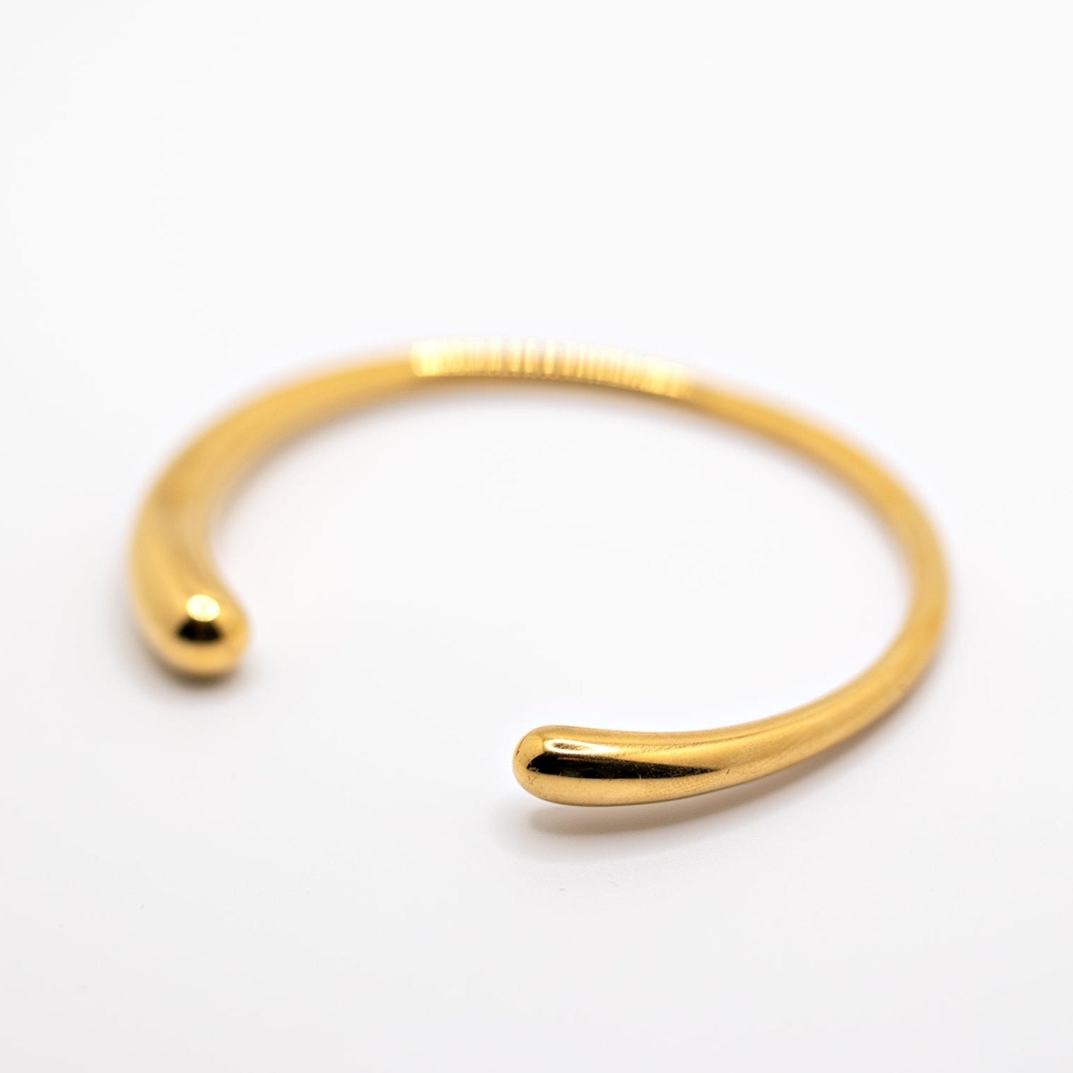 Open gold bangle bracelet for stacking