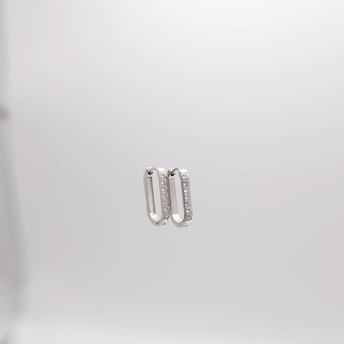 Silver oval hoop earrings