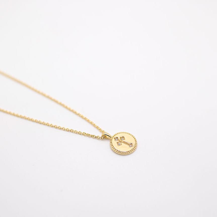 Mary gold cross charm chain